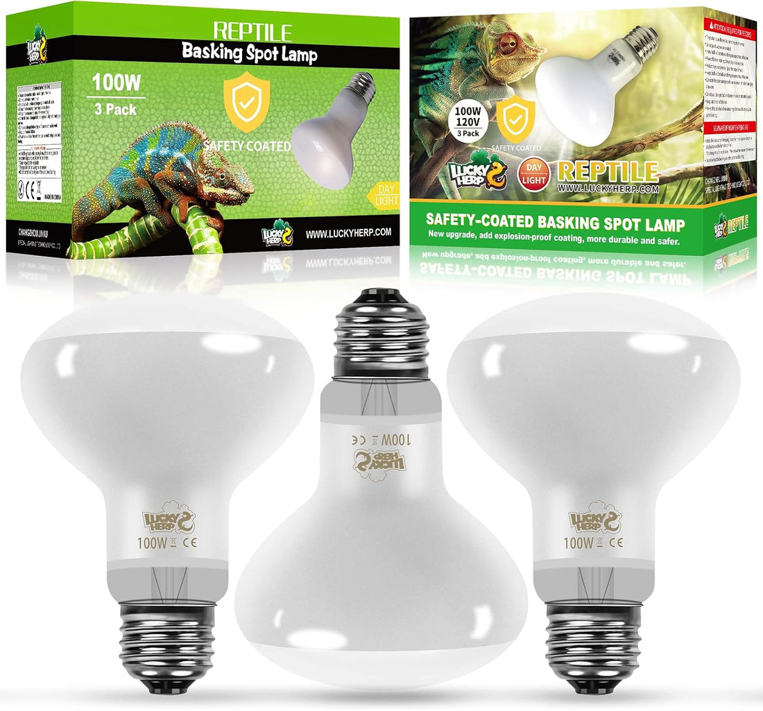 LUCKY HERP New Upgrade 3 Pack 100W Reptile Heat Lamp Bulb
