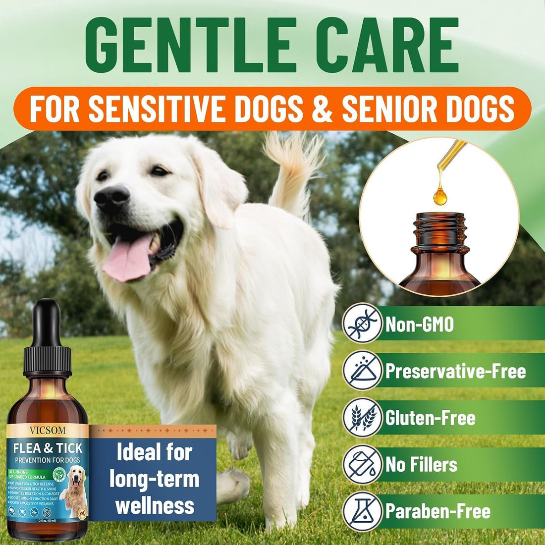 Natural Flea and Tick Prevention for Dogs, Dog Flea Treatment Drops
