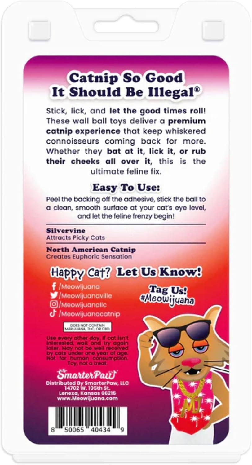 Meowijuana Stick 'n' Lick Catnip Balls, 2-Pack | Purrple Passion