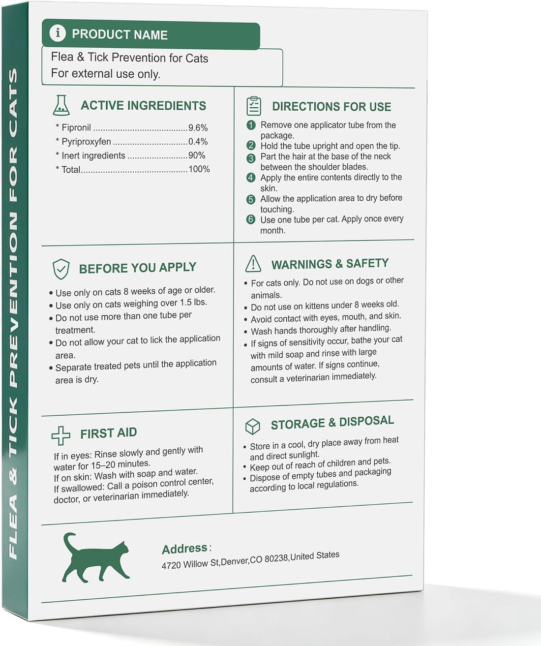 Flea and Tick Drops for Cats, Cat Flea Drops, Easy Spot-On Use