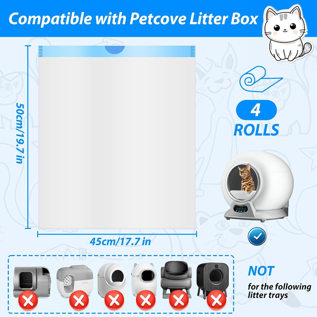 Litter Bags Compatible with Petcove,Durable Replacement Bags