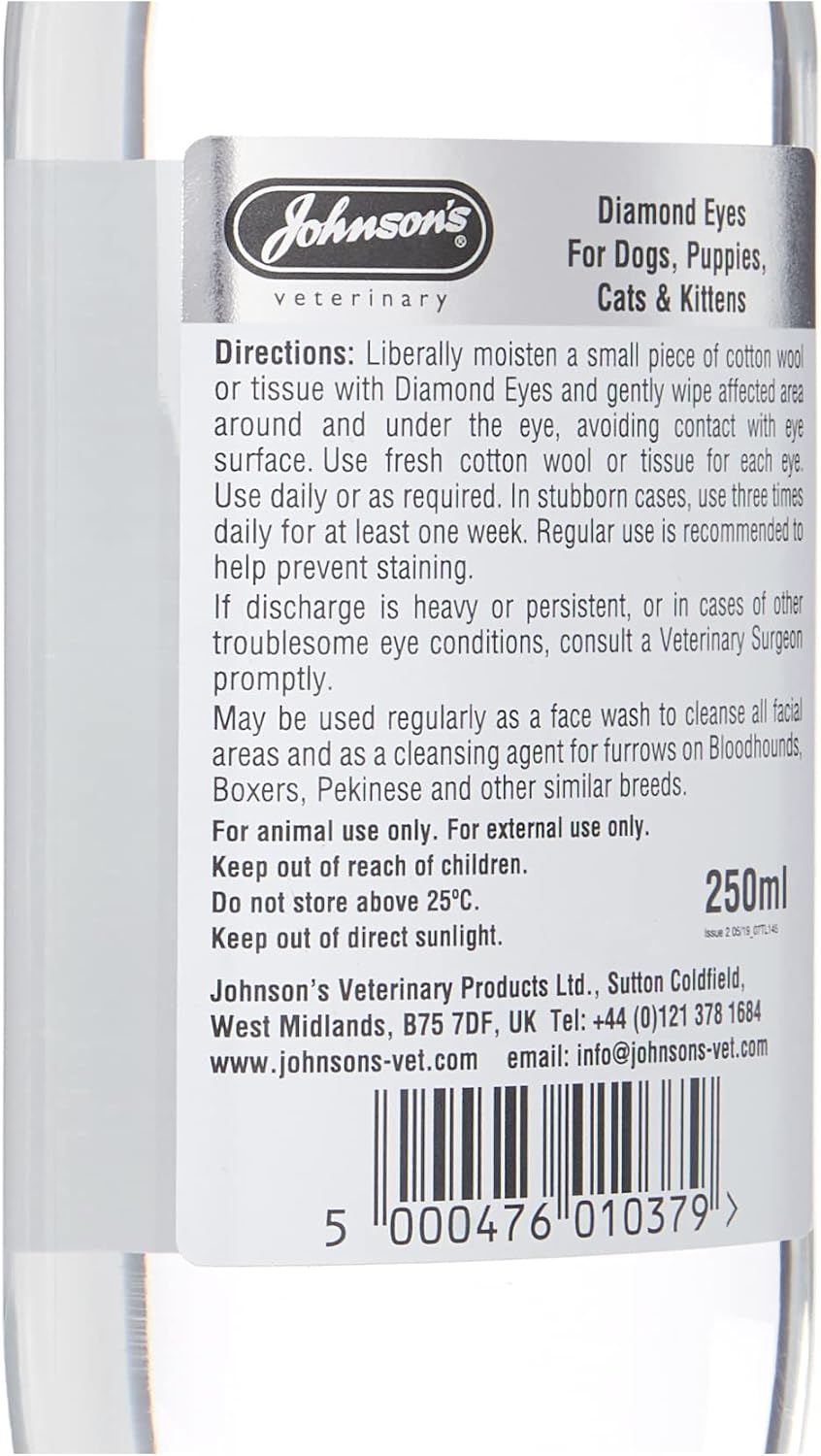 Johnsons Diamond Eyes Cat Dog Tear Stain Remover 250Ml