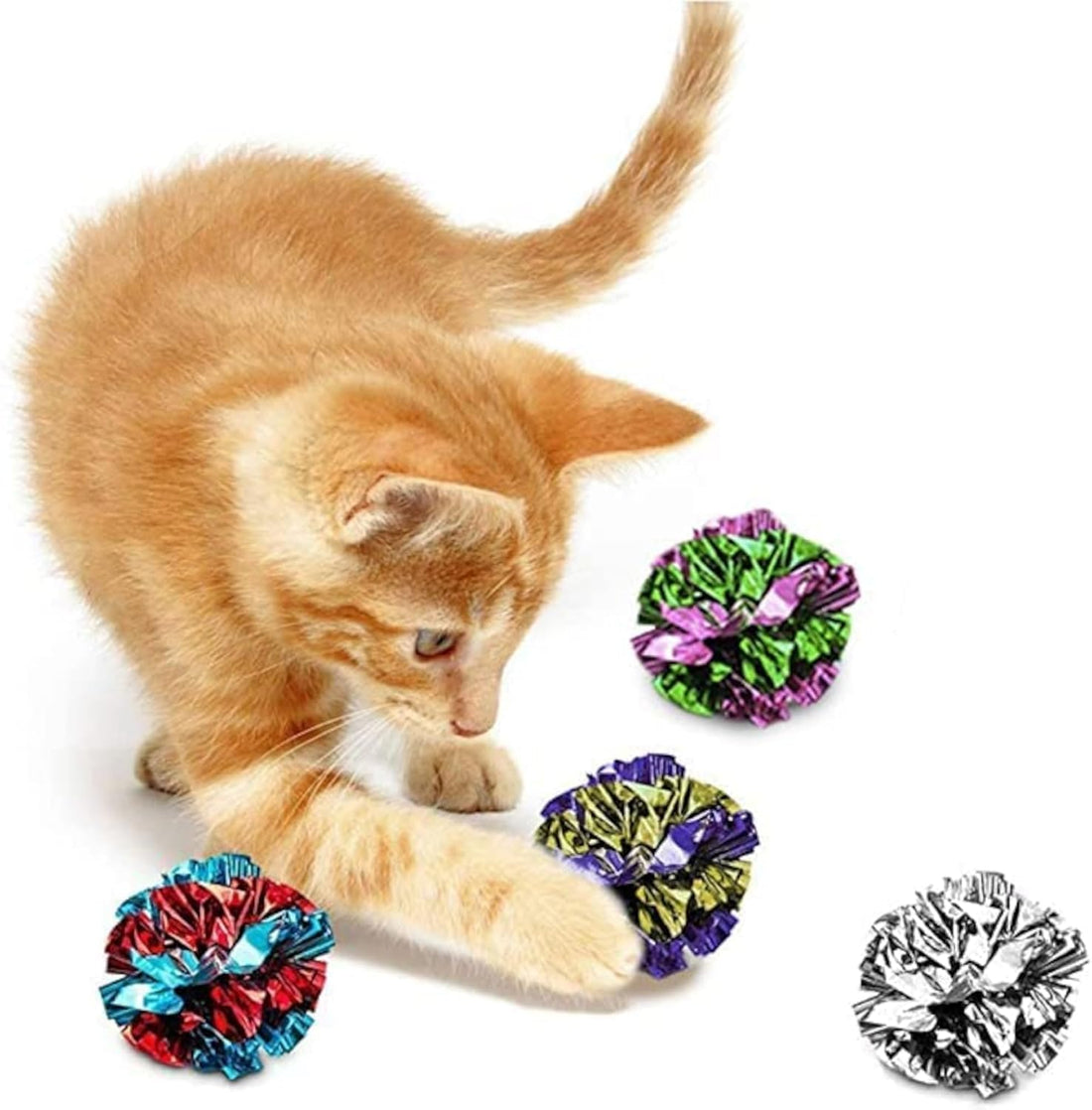 SunGrow Cat Crinkle Balls, Mylar Interactive Toys for Indoor Cats
