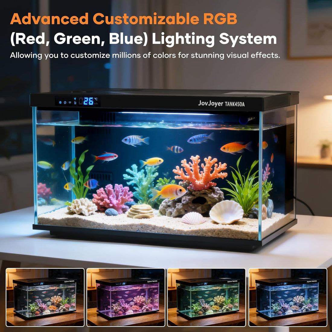 7.5 Gallon Smart Fish Tank with App-Controlled LED