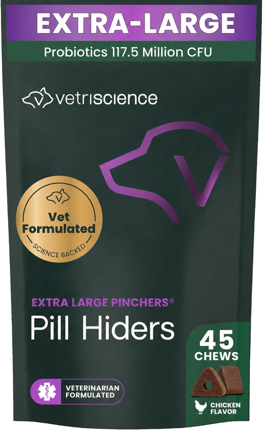 VetriScience Pinchers Pill Hiders for Dogs, Peanut Butter, 45 Count