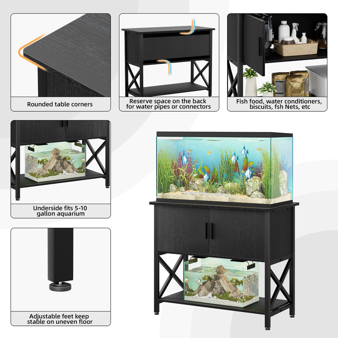 APPOLYN 40-50 Gal Aquarium Stand with Cabinet Storage