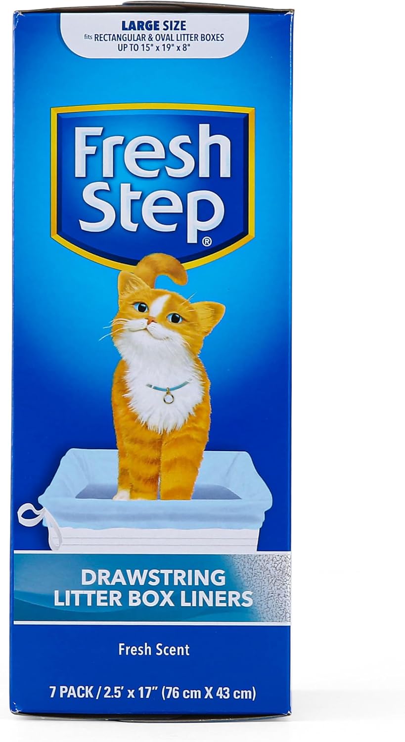 Fresh Step Drawstring Cat Litter Liners, Scented, 2.5 ft x 17 in, 7ct