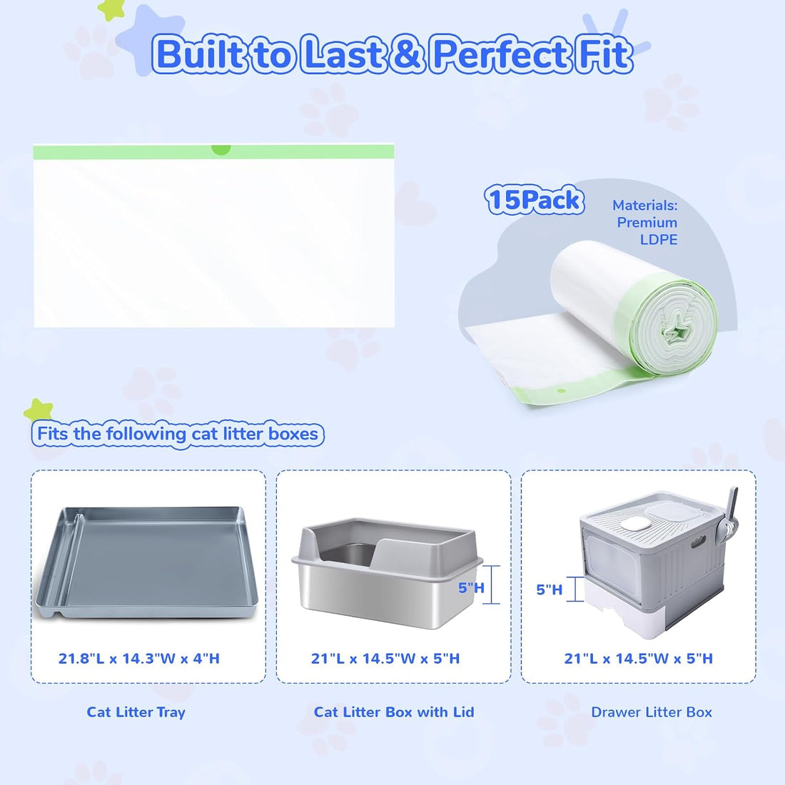 Cat Litter Liners for Pet Scoop Free Crystal Litter Tray
