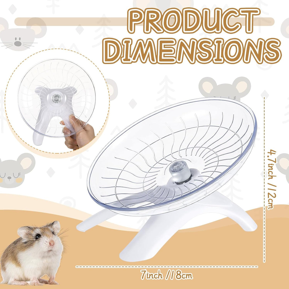 Thyle 2 Pcs Hamster Flying Saucer Silent Running Exercise Wheel