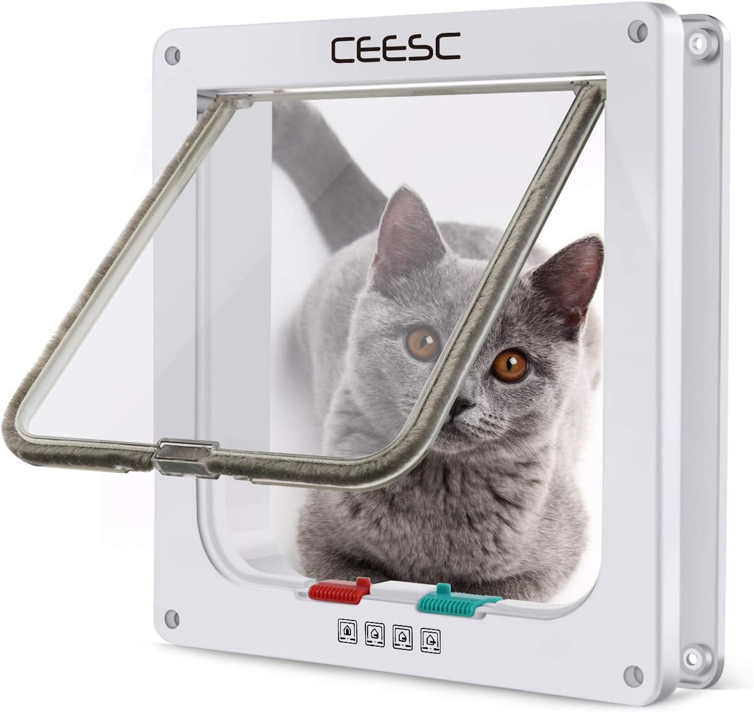 CEESC Medium Cat Door for Pets up to 15.43 lbs, Weatherproof