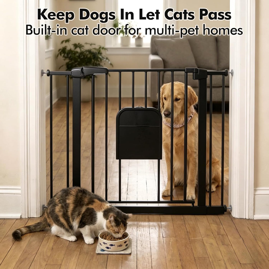 Metal Pet Gate with Cat Door