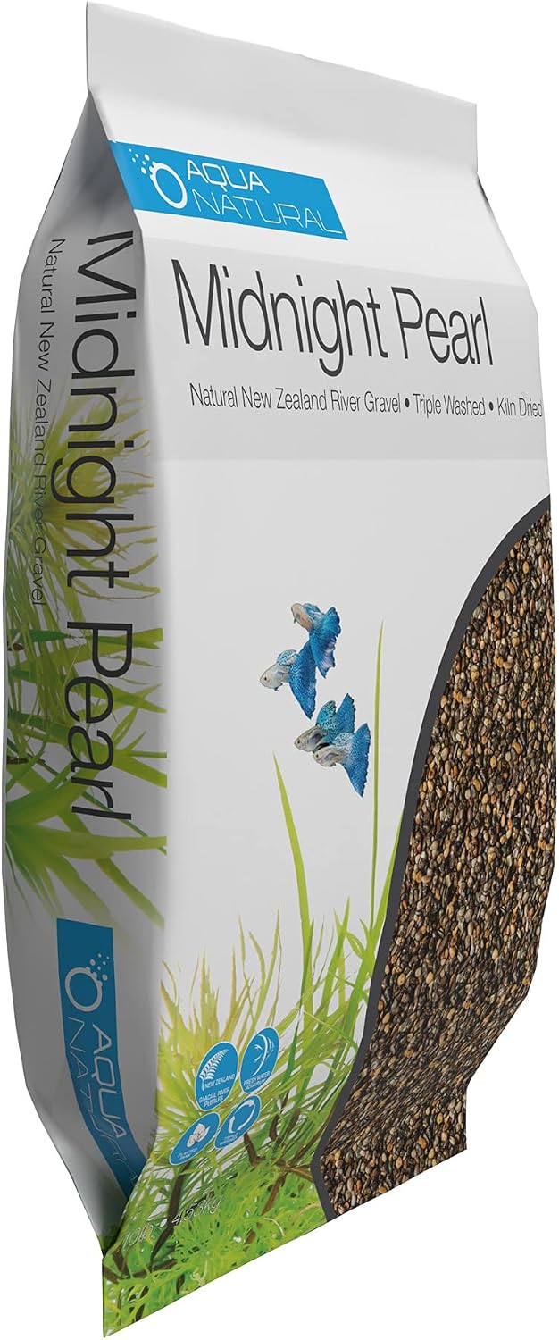 Aqua Natural Aquarium Substrate, Midnight Pearl Gravel, 10lb