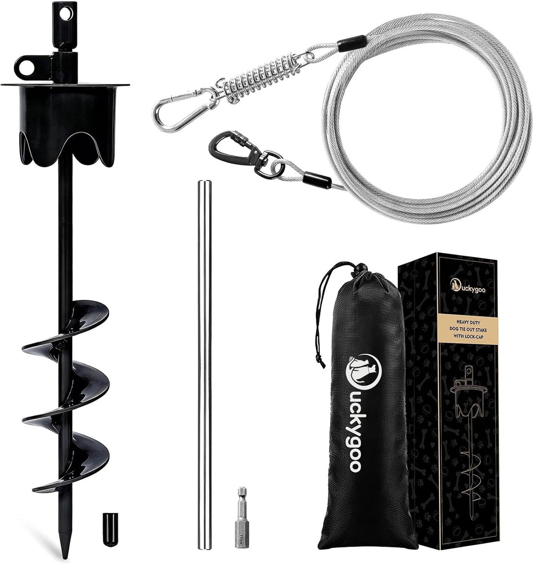 Dog Tie Out Stake for Outside, 20FT Dog Leashes for Large Dogs