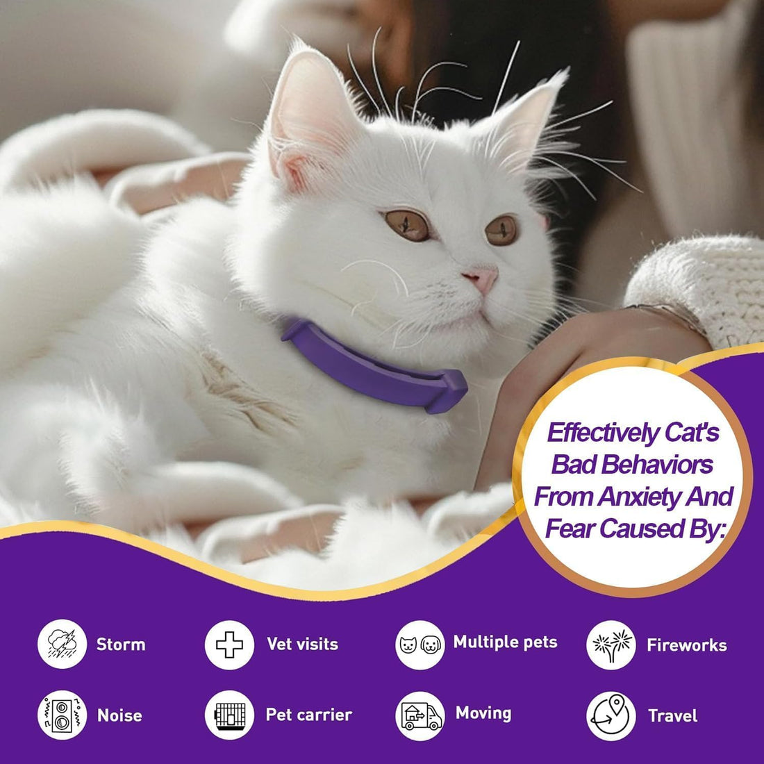 Cat Calming Collars, 4 Pack, 15-Inch Adjustable, Up to 60 Days