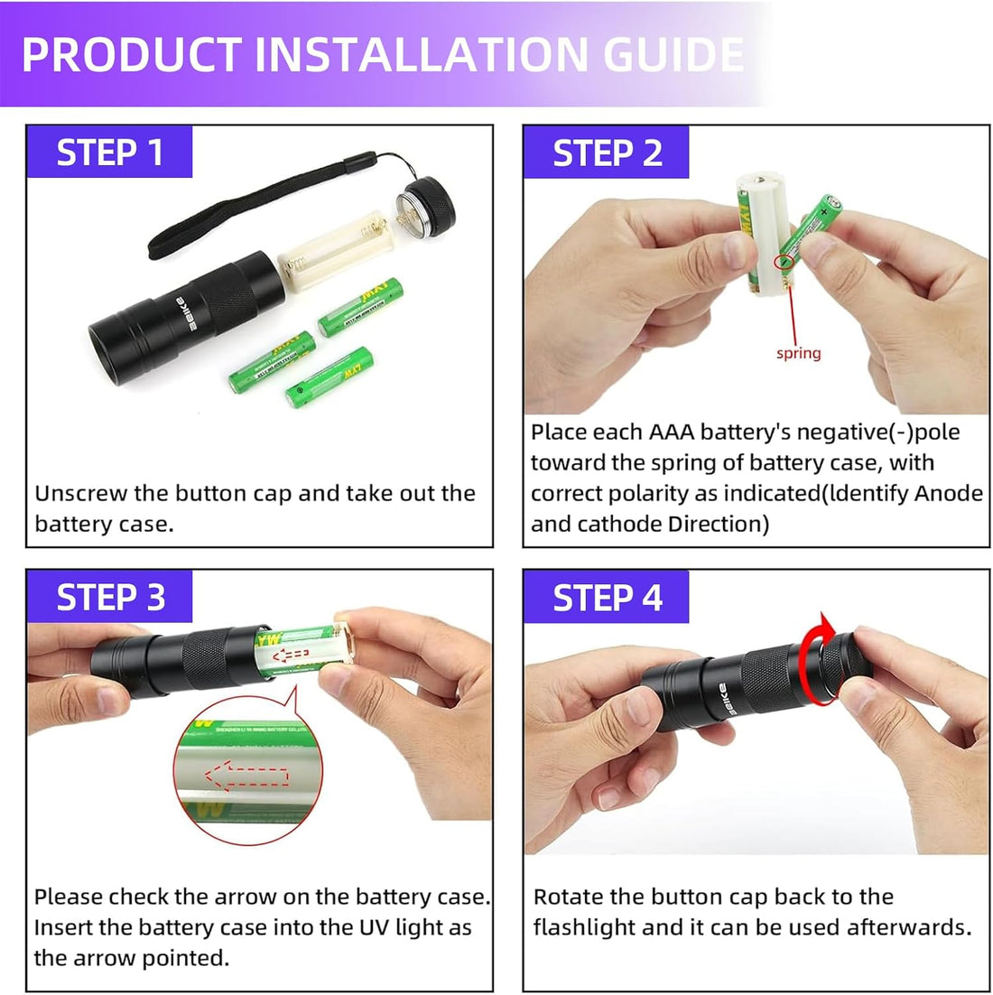 UV Flashlight Black Light–Small Portable Mini 12 LED Blacklight
