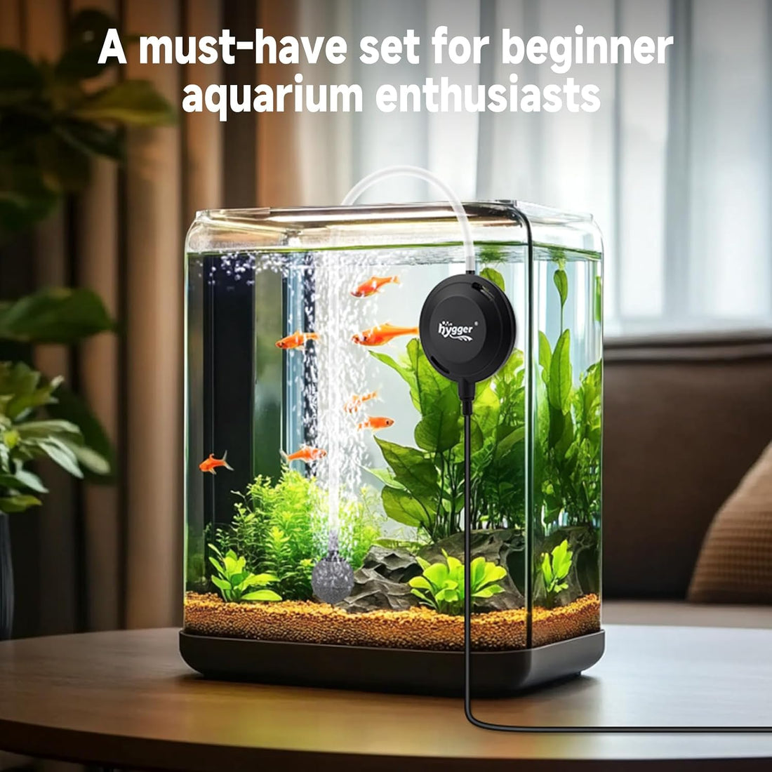 hygger MINI 1.5W Fish Bowl Aqaurium Silent Air Pump with Accessories