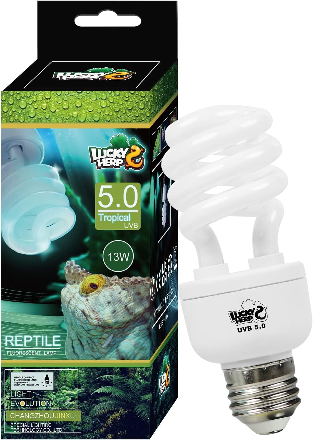 LUCKY HERP Desert UVA UVB Reptile Light Bulb 10.0 26W Compact