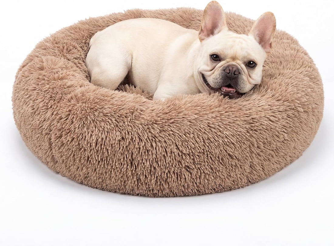 nononfish Cozy Calming Dog Bed,Soft Plush Donut Pet Bed