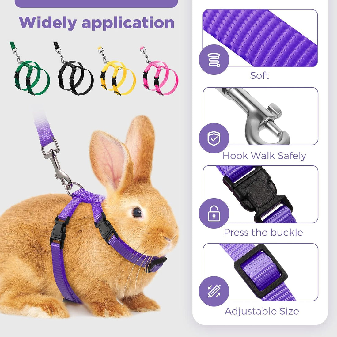 Outus 5 Pieces Adjustable Rabbit Harness and Leash Set