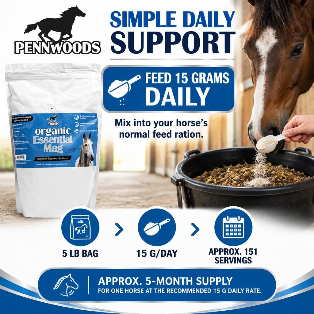 Pennwoods Horse Calming Magnesium Glycinate Powder, Easy Keepers, 5 lb