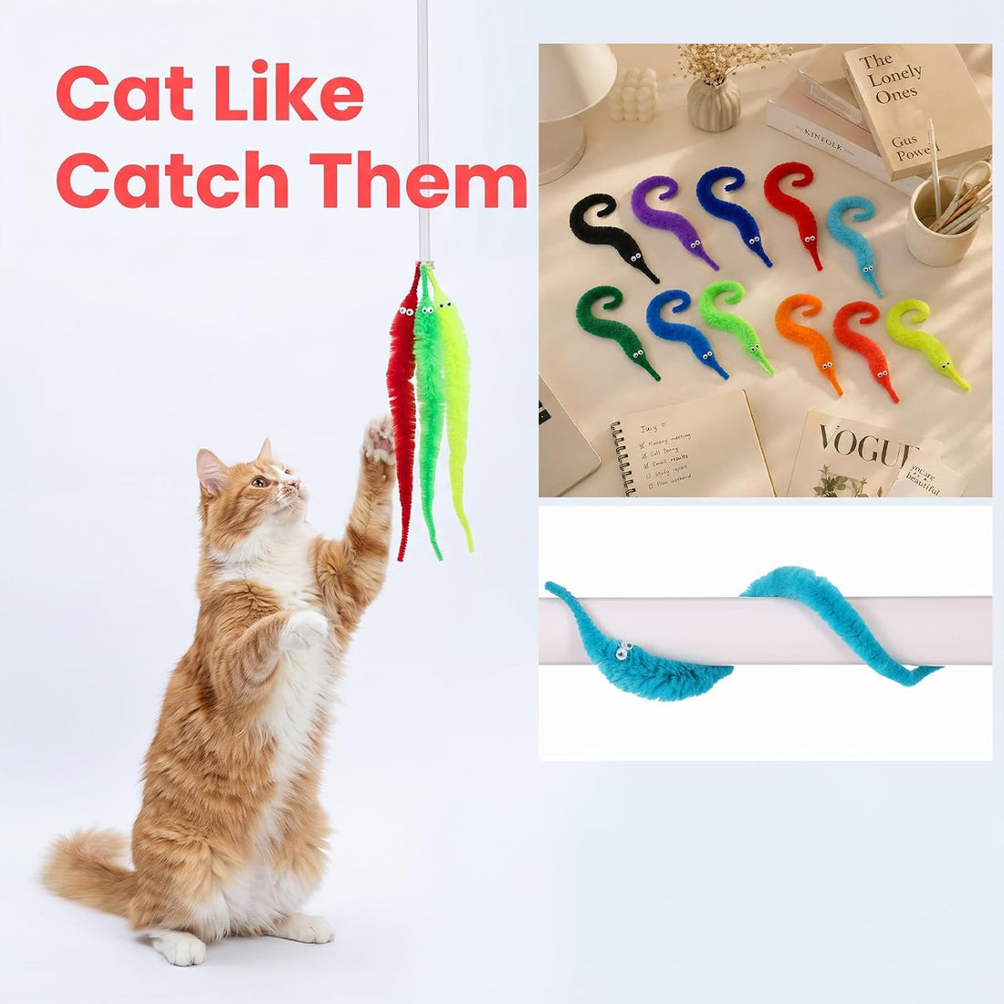 12PCS Worm on a String, Fuzzy Worms
