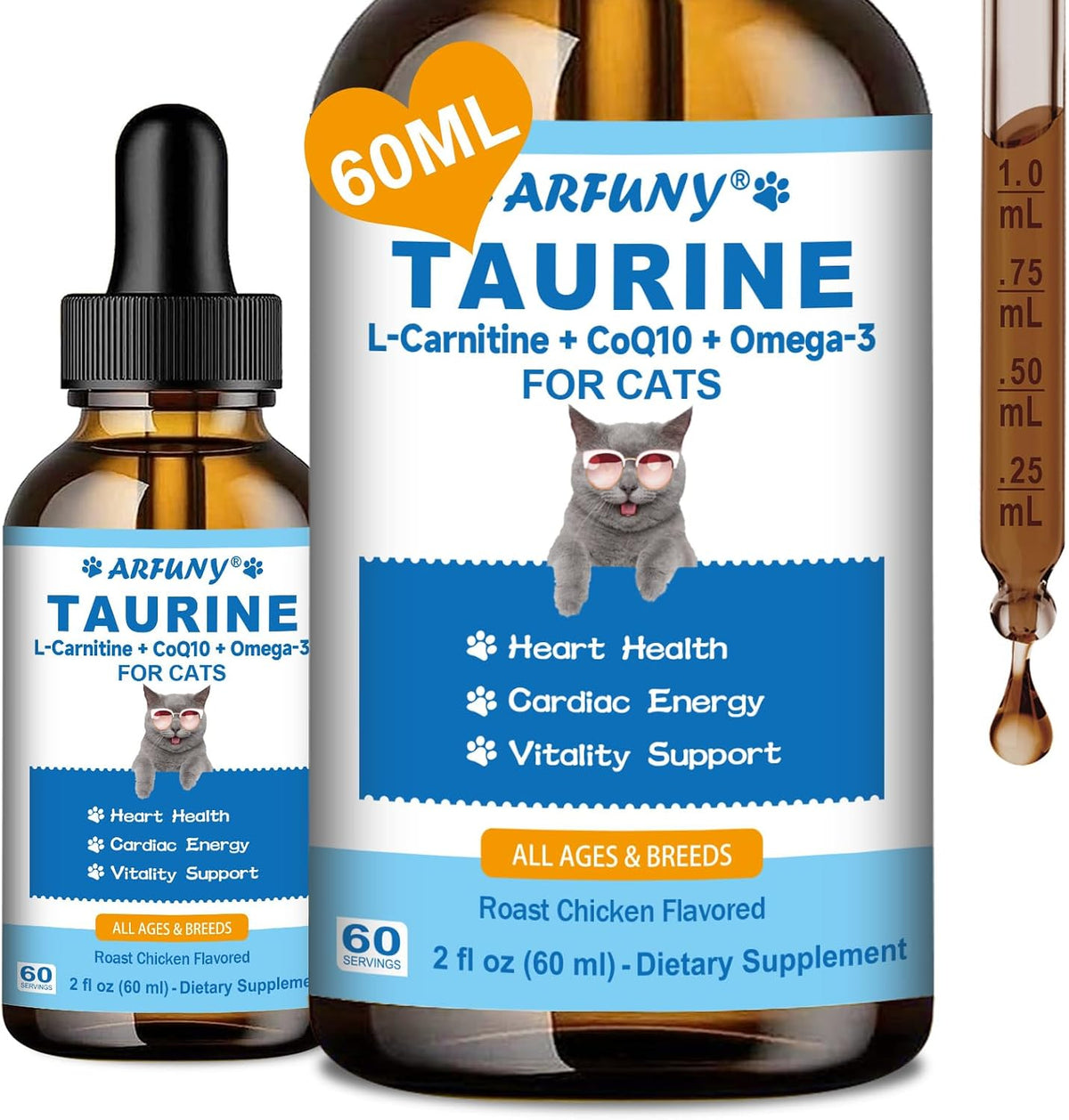 Taurine Drops for Cats, 200 mg per Serving, Roast Chicken Flavor