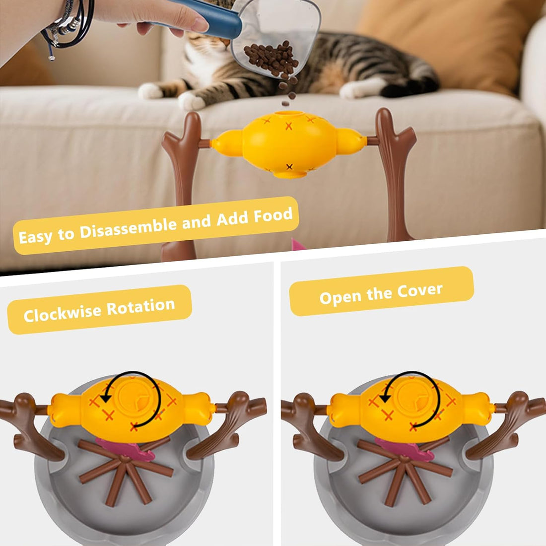 Cat Slow Feeder, Interactive Cat Puzzle Toy Treat Dispenser