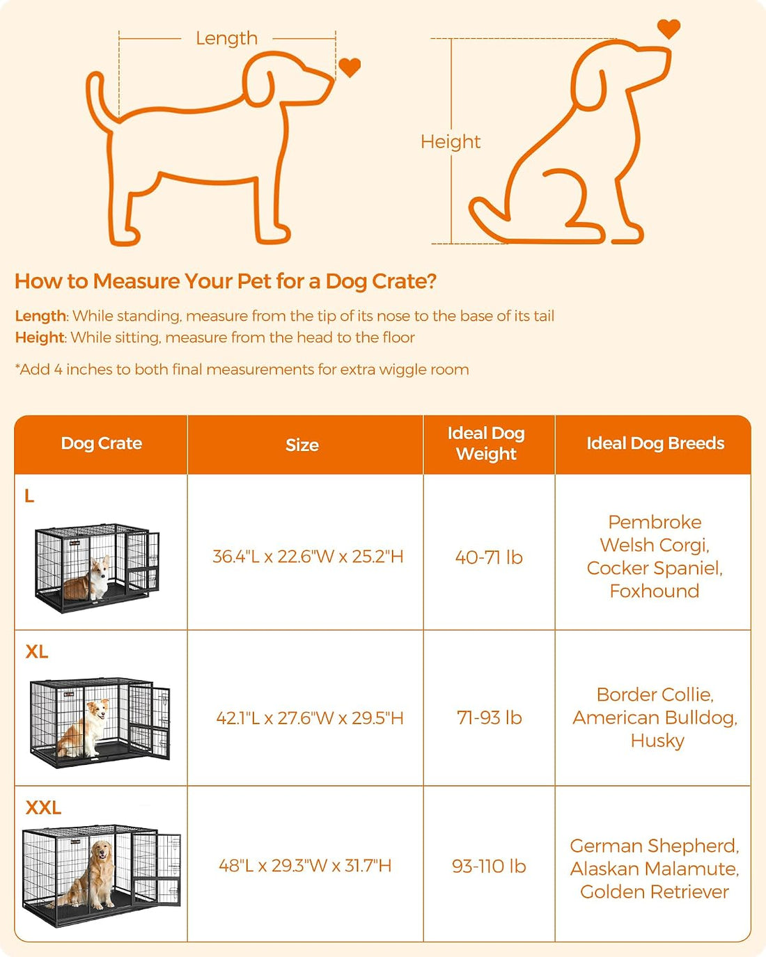 Feandrea 48 Inch Heavy Duty Dog Crate