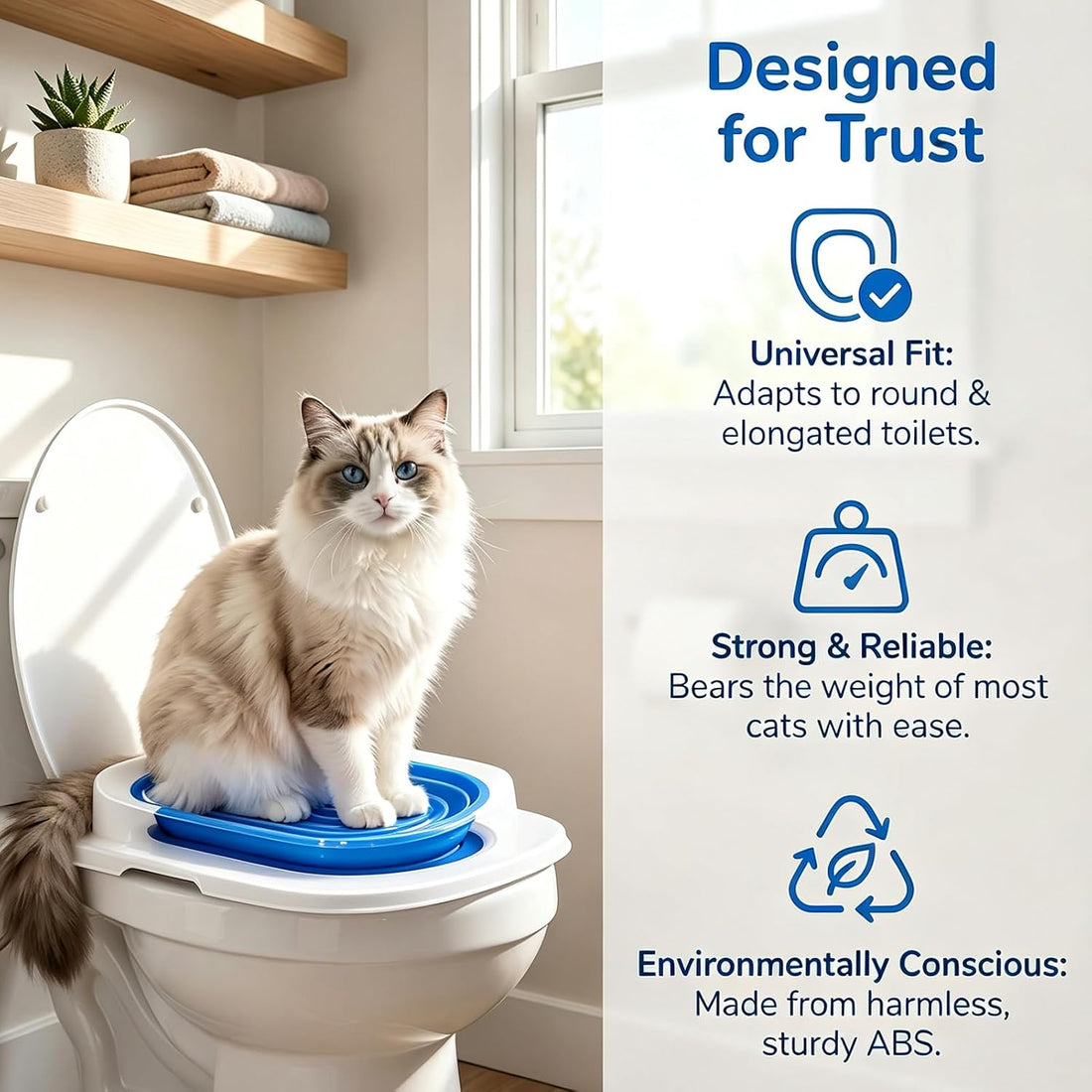 Cat Toilet Trainer Kit, Universal Cat Toilet Training Systems, Blue