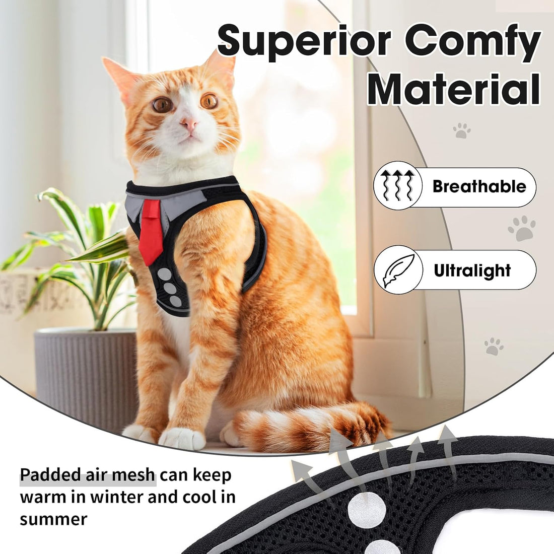 NCMAMA Cat Harness and Leash Set for Walking Escape Proof