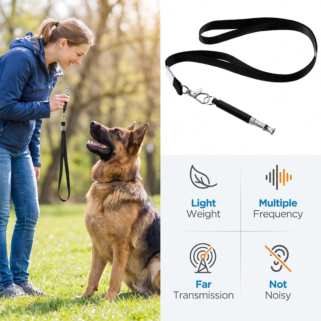 2PCS Dog Whistle to Stop Barking, Dog Training Whistles with Lanyard