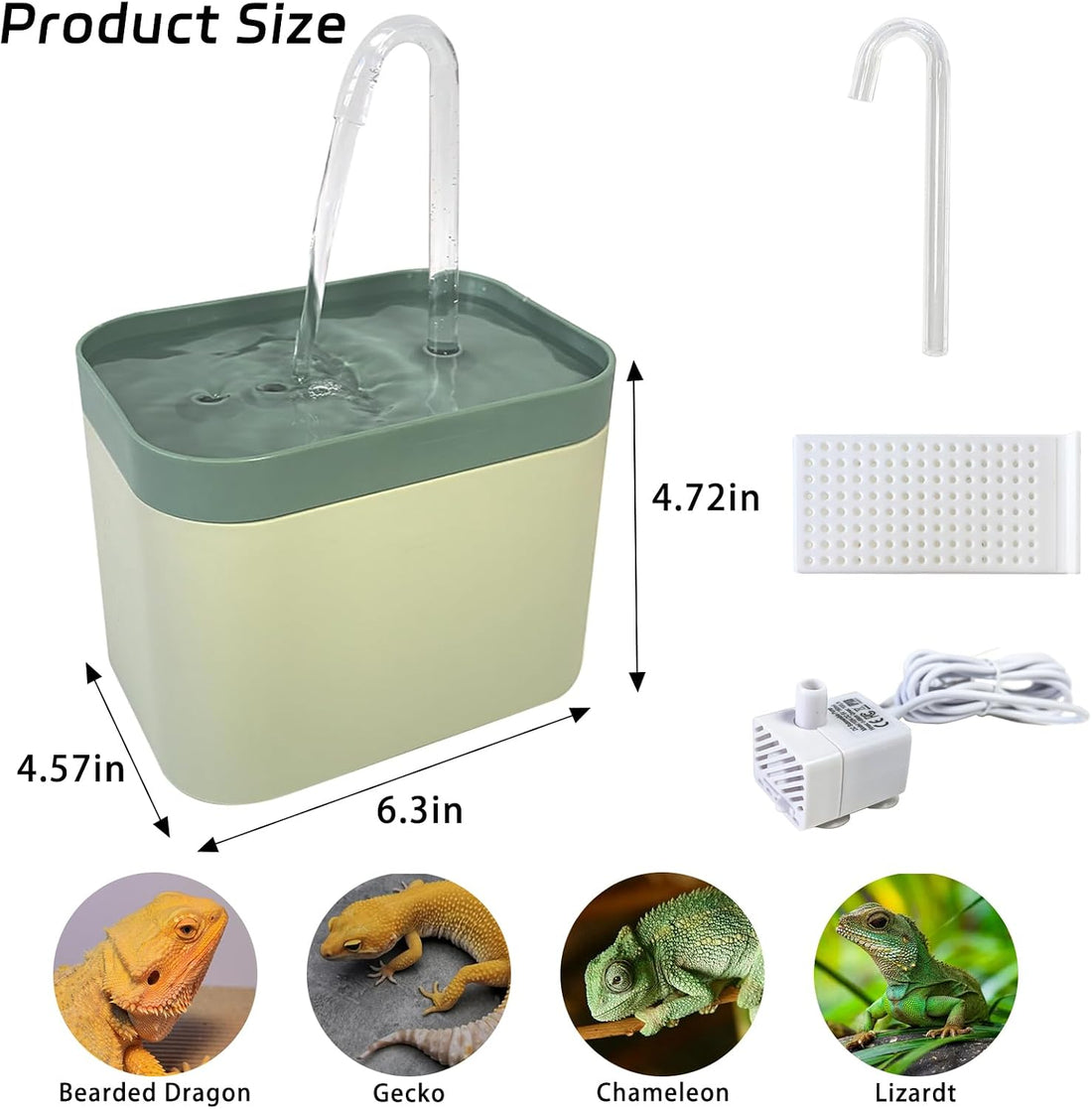 Tfwadmx Reptile Waterfall Water Bowl Fountain Lizard Drinking Dripper