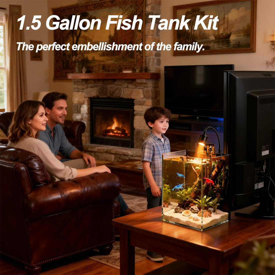 Betta Fish Tank kit,Small Nano Glass Fish Tank Start Kit