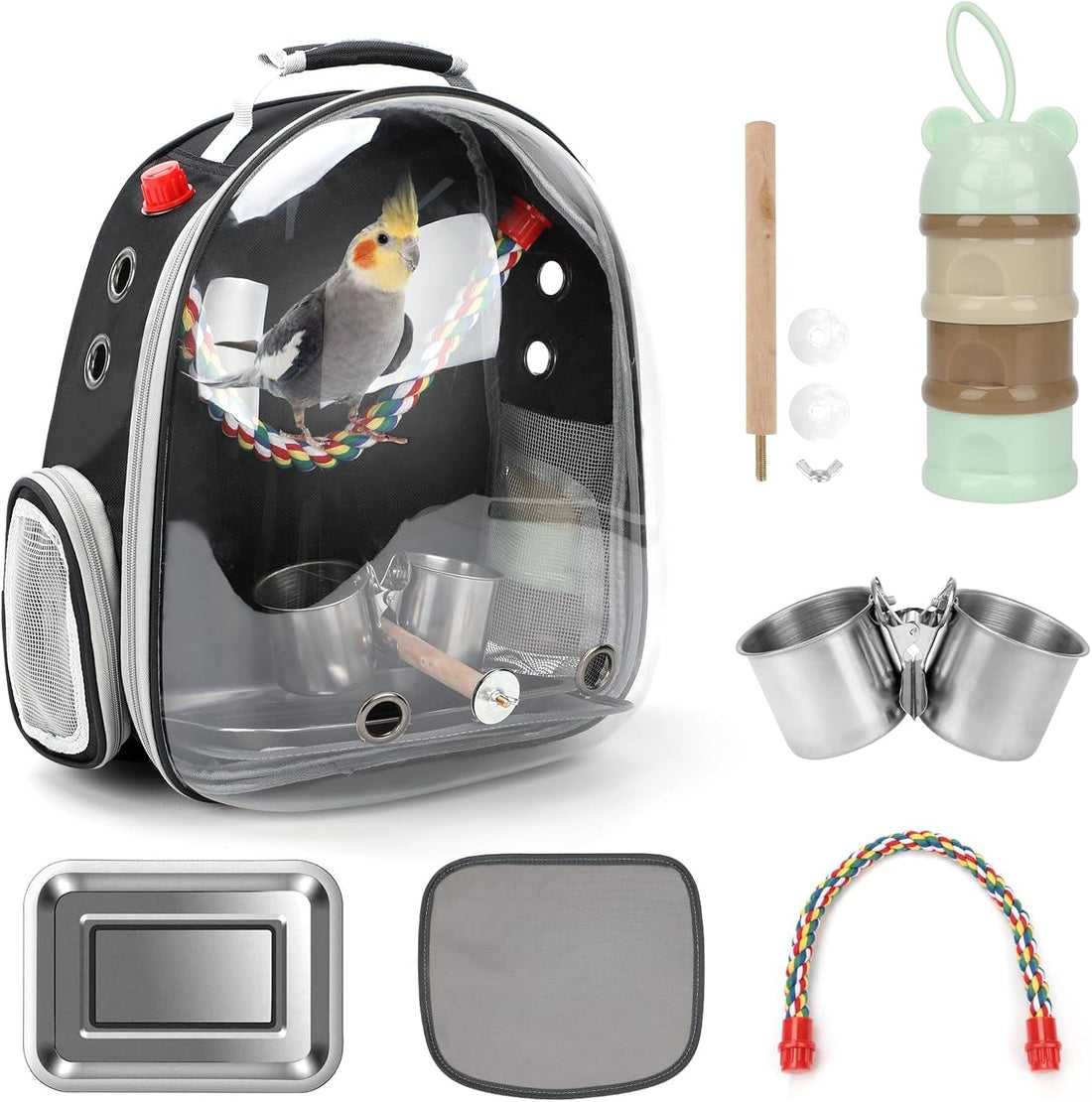 Rypet Bird Backpack Carrier, Bird Travel Cage for Parrots with Tray