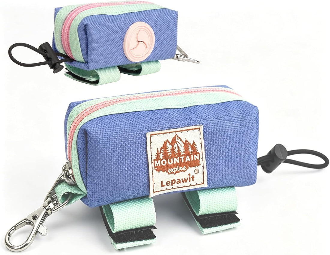 Dog Poop Bag Holder for Leash, Large-Capacity Canvas Pouch, Purple