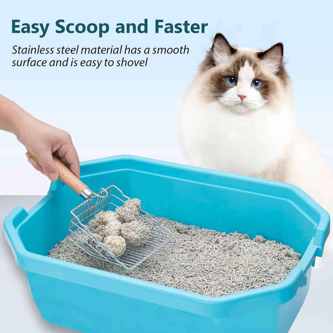 Handzee Cat Litter Scoop, Premium Kitty Shovel with Hook and Hole