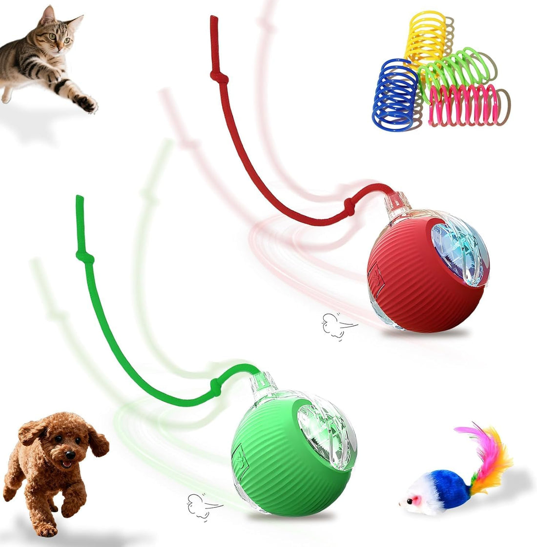 2-Pack USB Rechargeable Smart Cat Toy Ball for Indoor Cats & Small