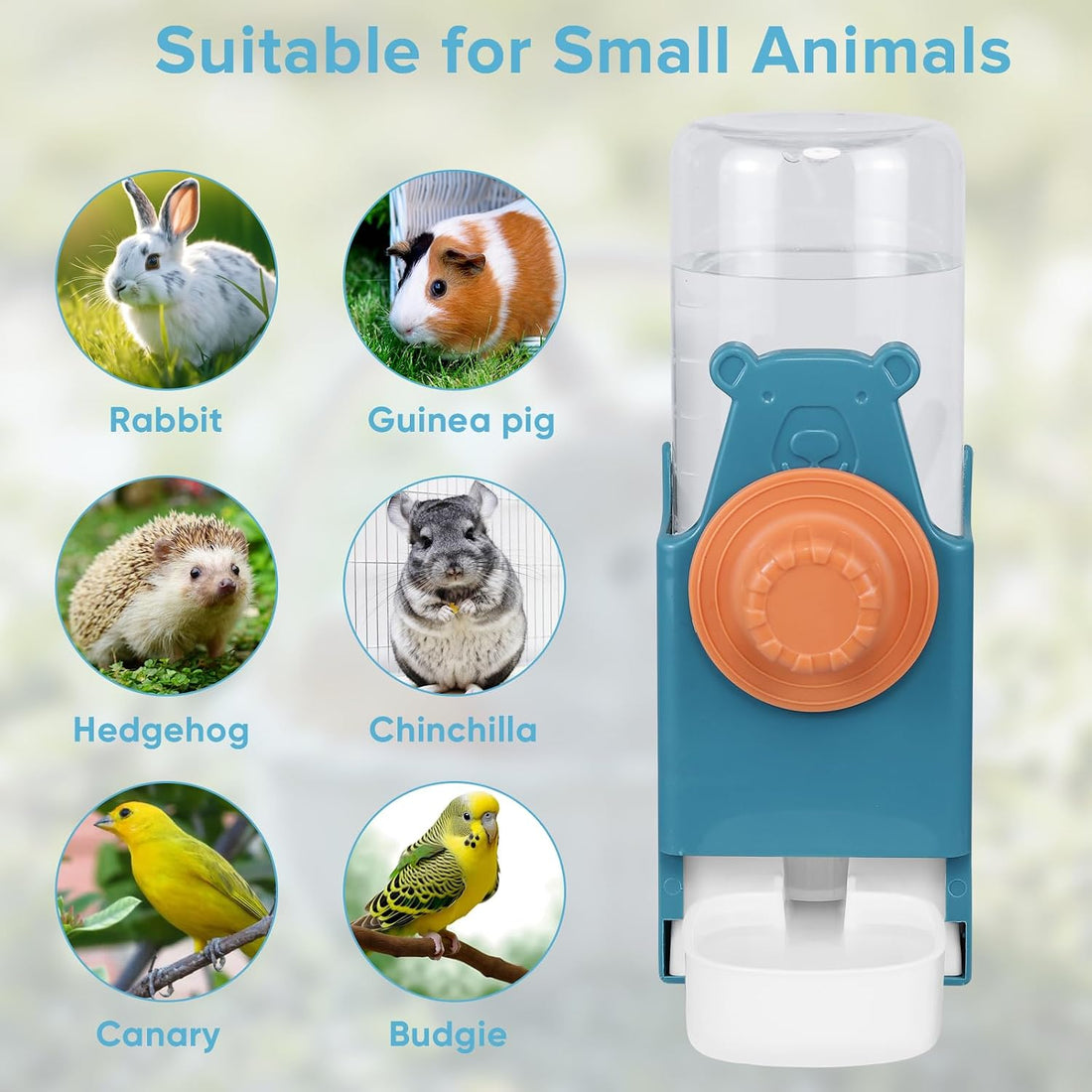 Kenond 17oz Bird Water Dispenser, Guinea Pig Water Bottle No Drip