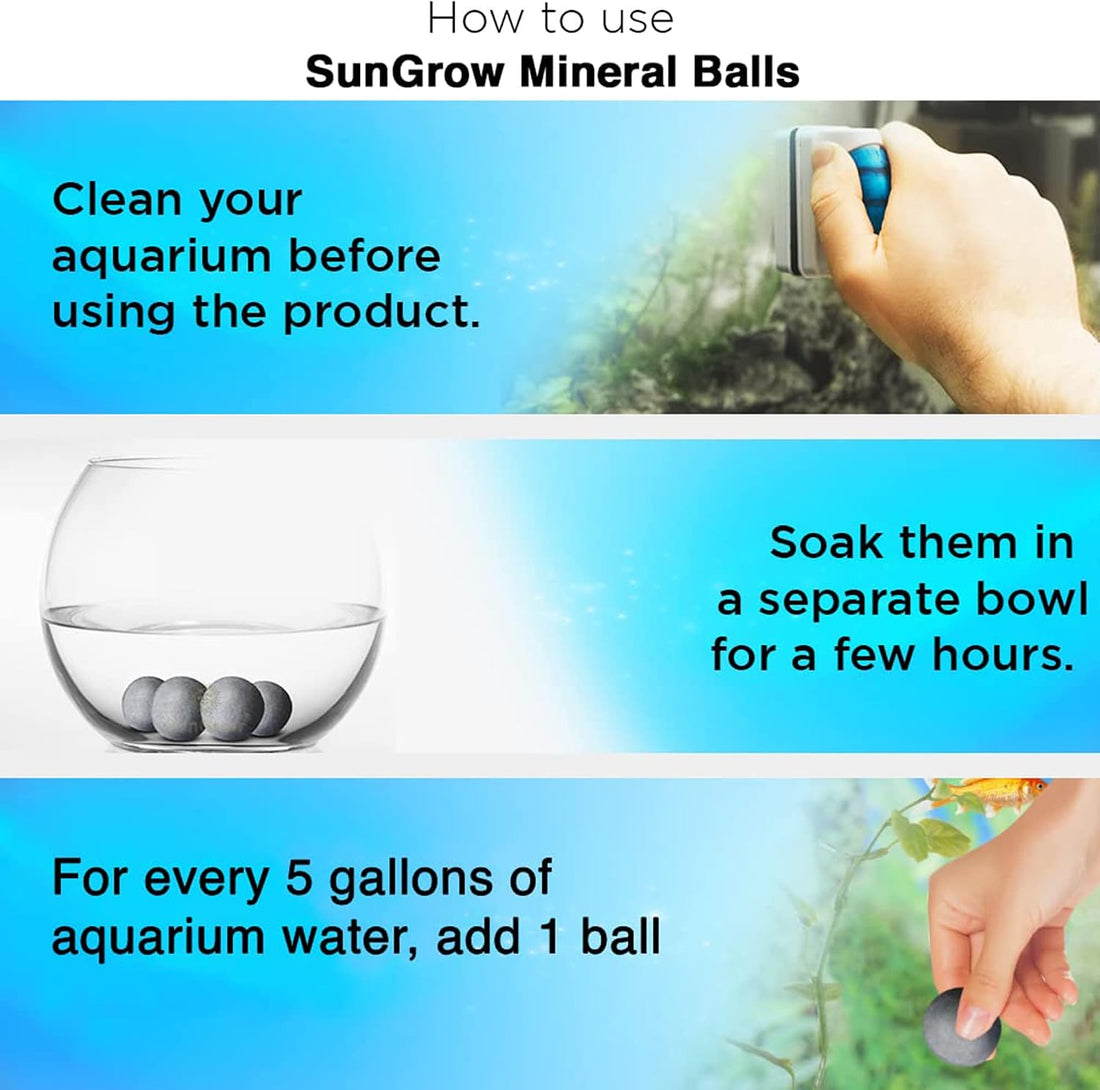 SunGrow Mineral Balls for Betta Water Conditioning, 0.3-Inch, 10 Pack