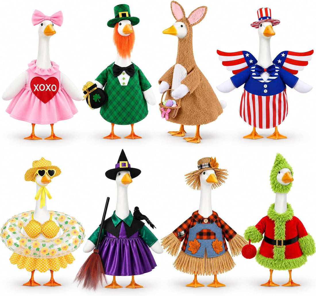 8 Set Holiday Porch Goose Outfits All Seasons Clothes for 23 Inch