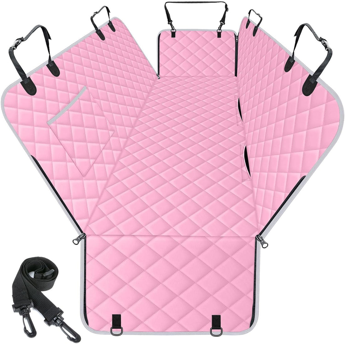 Waterproof Dog Car Seat Cover for Back Seat, Pet Hammock-S, Pink/Grey