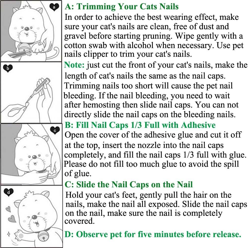 VICTHY Cat Nail Caps and Covers with Glue and Applicators