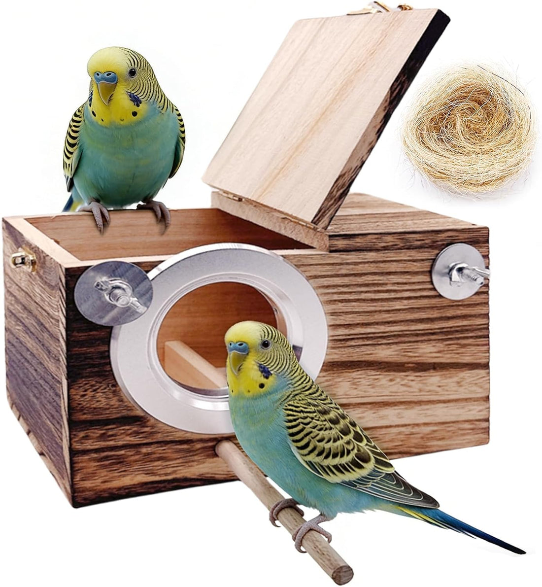 kathson Parakeet Nesting Box,Wooden Cockatiel Breeding Mating