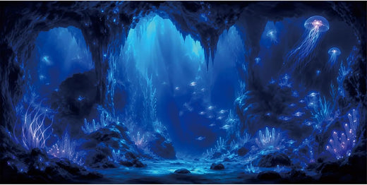 Underwater Blue Cave Jellyfish Aquarium Background