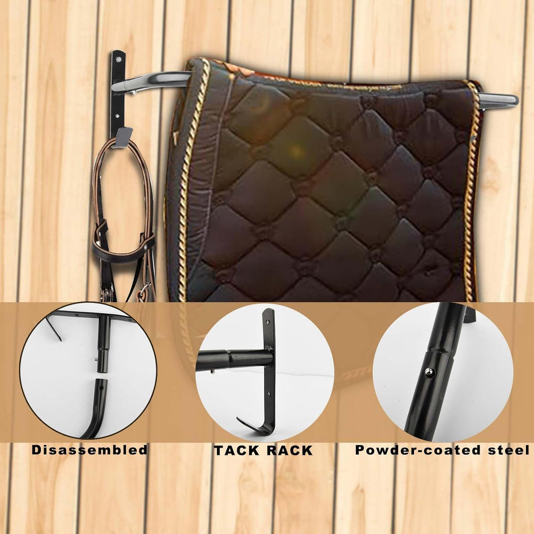2Pcs Blanket Rack Wall Mounted Removable Horse Blanket Bar, 34 Inch