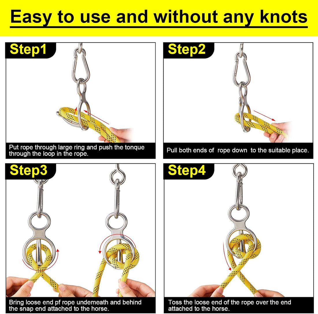 Dunzy 2 Sets Horse Tie Ring, Horse Tack and Supplies Horse Training