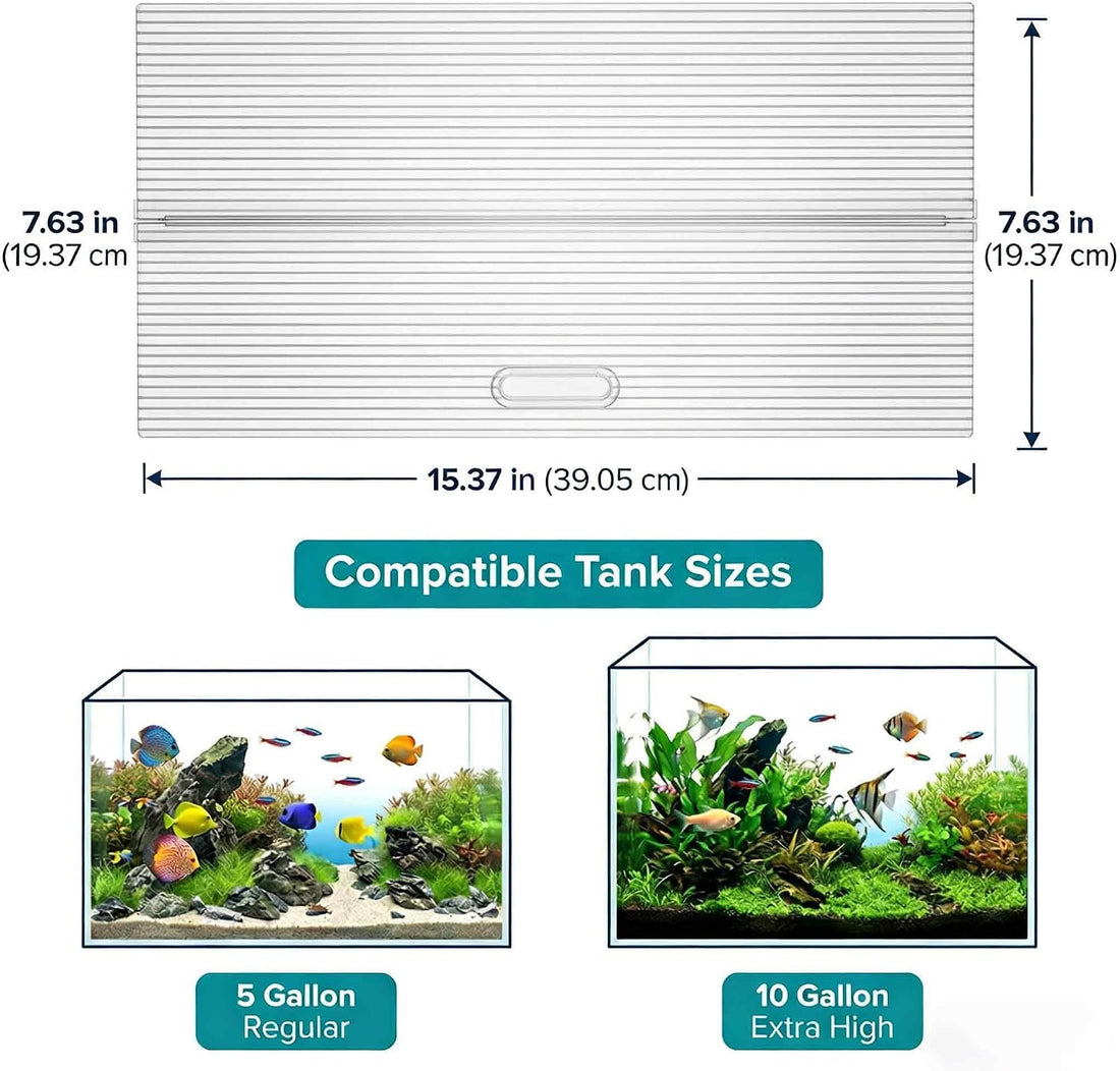 Aquarium Canop Polycarbonate 15.37 x 7.63 x 0.24 for 5/10 Gallon