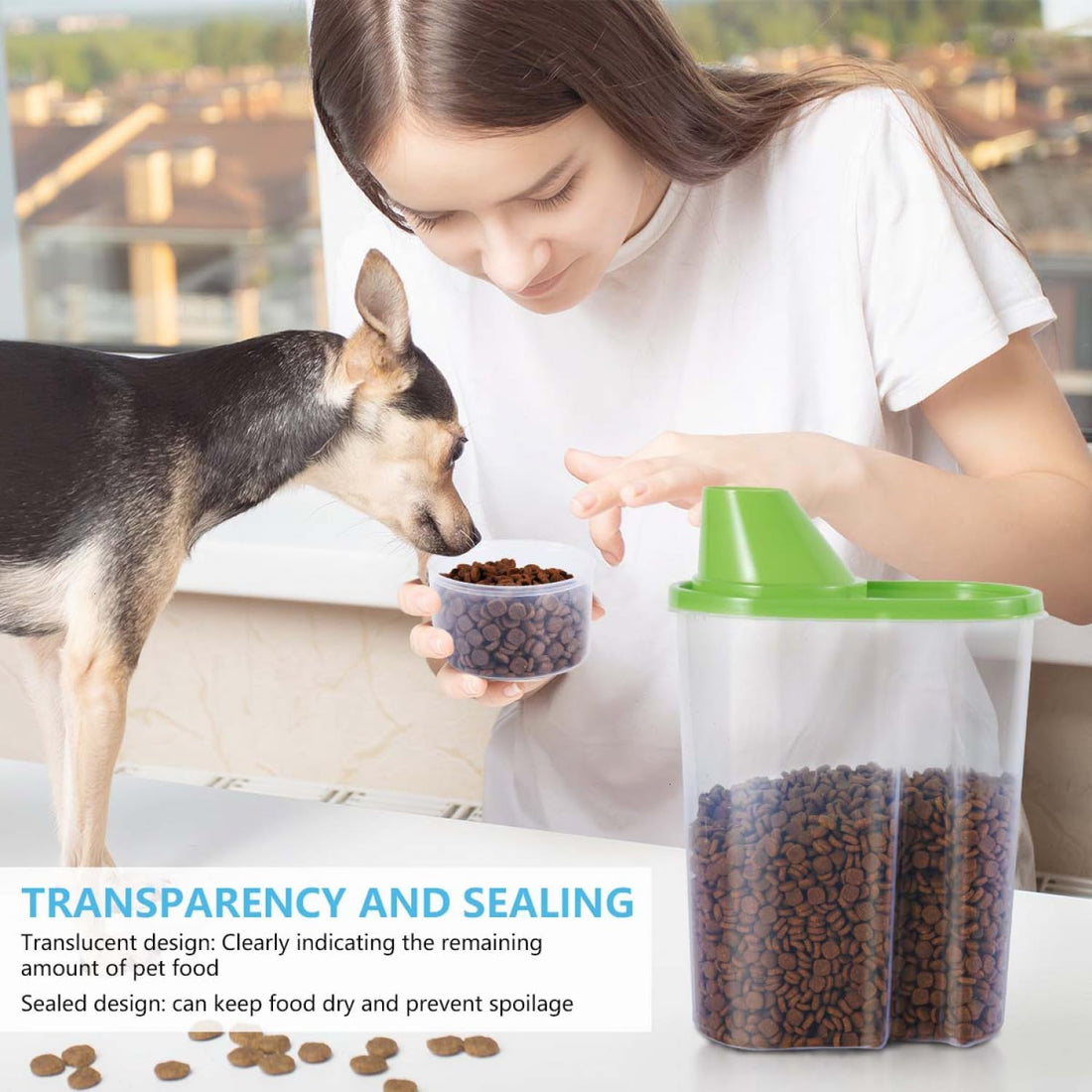 SenseYo Pet Food Storage Container 2lb 2.5L translucent Cat Dog Food