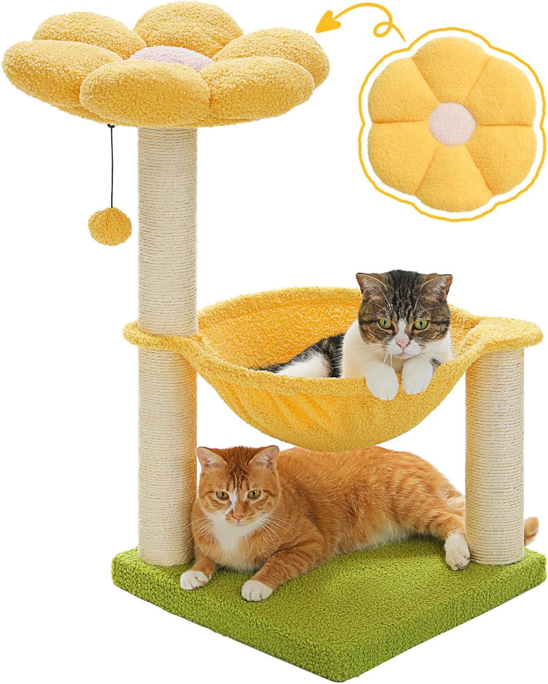 MUTTROS 28" Flower Cat Tree with Hammock & Sisal Post for Kittens