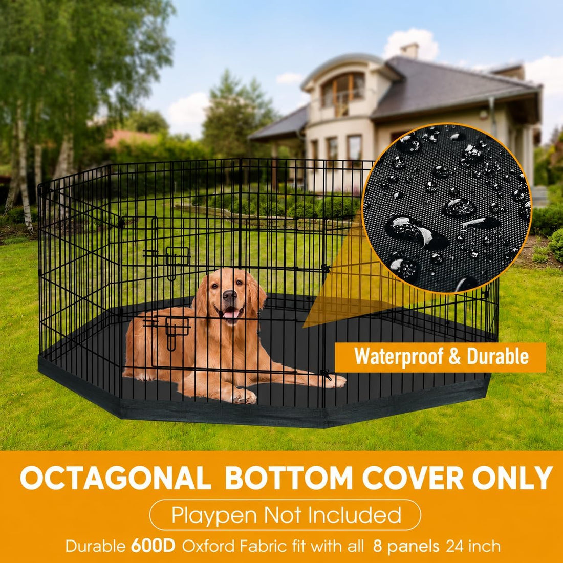 Artmalle 600D Oxford Octagonal Bottom Pad for 8-Panel 24" W Dog